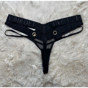 Honey Birdette CAGE🖤 Black Striped Monogram Thong Small